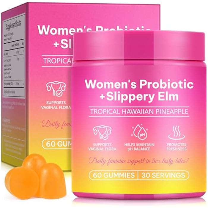 SDJUFEI Vaginal Probiotics for Women Gummies, Women's Probiotic Gummies with Slippery, Natural Pineapple Flavor,Vegan,Gluten-Free,60 Count - Image 1
