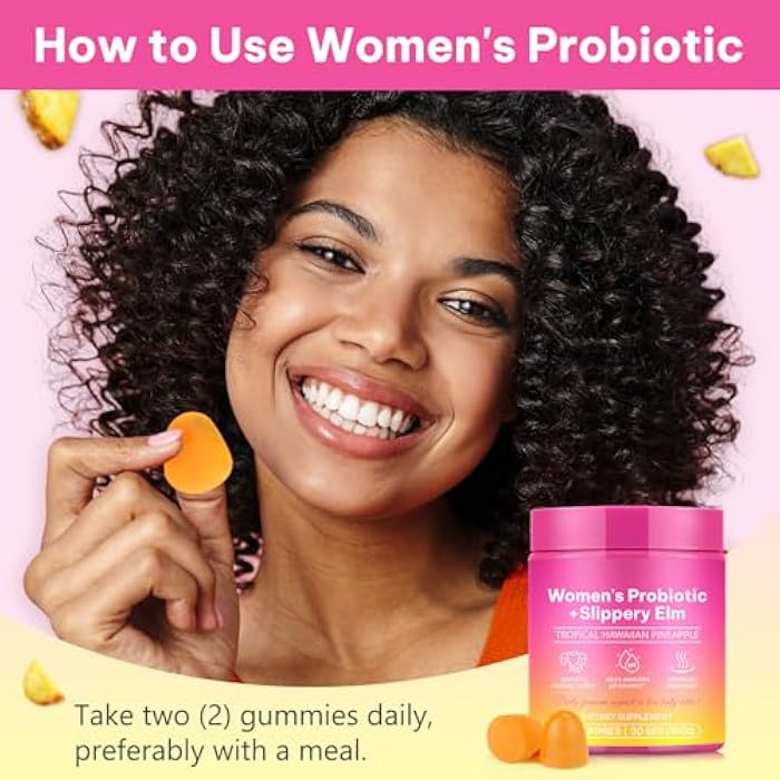 SDJUFEI Vaginal Probiotics for Women Gummies, Women's Probiotic Gummies with Slippery, Natural Pineapple Flavor,Vegan,Gluten-Free,60 Count - Image 4