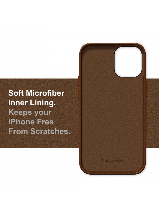 SURPHY Designed for iPhone 12 case and iPhone 12 Pro case, Premium Faux Leather Phone Case (with Metallic Buttons & Microfiber Lining) for iPhone 12 & 12 Pro 6.1 inches 2020, Brown - Image 4