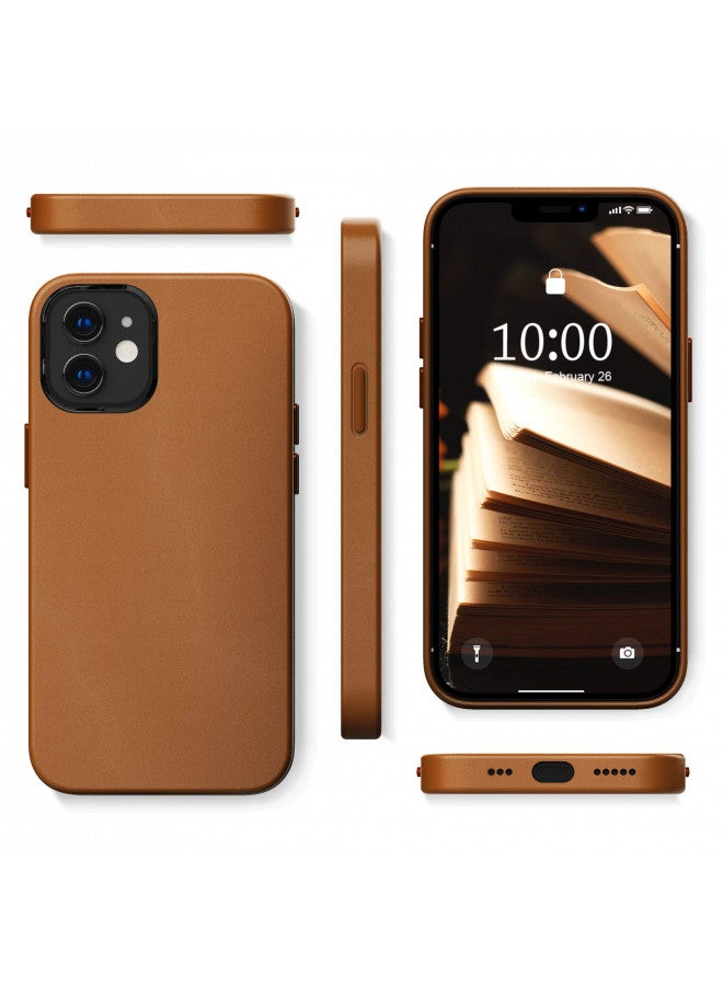 SURPHY Designed for iPhone 12 case and iPhone 12 Pro case, Premium Faux Leather Phone Case (with Metallic Buttons & Microfiber Lining) for iPhone 12 & 12 Pro 6.1 inches 2020, Brown - Image 2