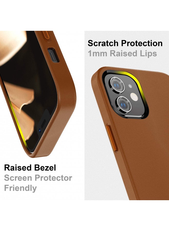 SURPHY Designed for iPhone 12 case and iPhone 12 Pro case, Premium Faux Leather Phone Case (with Metallic Buttons & Microfiber Lining) for iPhone 12 & 12 Pro 6.1 inches 2020, Brown - Image 3