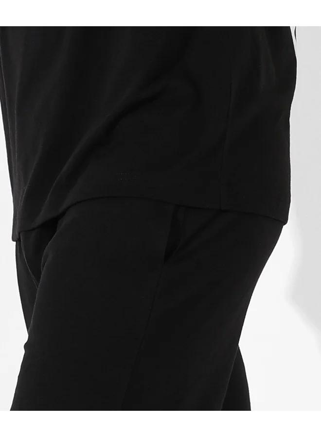 Campus Sutra Men's Black Relaxed Co-Ord Set With Graphic Print For Casual Wear | Cotton Poly Lycra Fabric | Clothing Set Crafted With Comfort Fit & High Performance For Everyday Wear