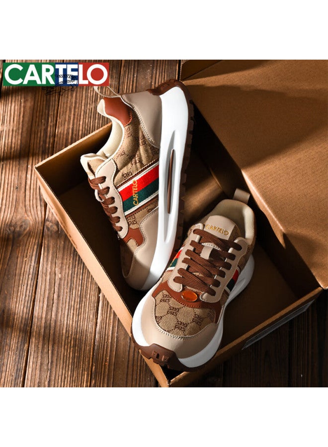 Cartelo Men's Shoes Spring And Autumn Sports Casual Breathable Thick-soled Heightening Dad Shoes Qh8708 Beige Brown 43 - Image 1