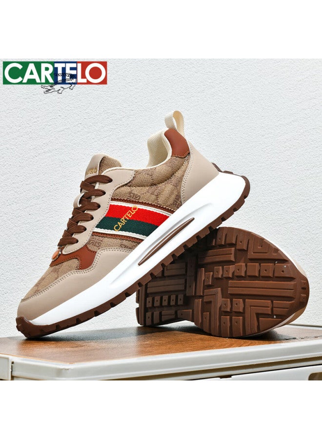 Cartelo Men's Shoes Spring And Autumn Sports Casual Breathable Thick-soled Heightening Dad Shoes Qh8708 Beige Brown 43 - Image 4