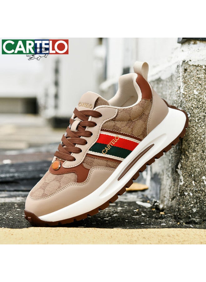 Cartelo Men's Shoes Spring And Autumn Sports Casual Breathable Thick-soled Heightening Dad Shoes Qh8708 Beige Brown 43 - Image 5