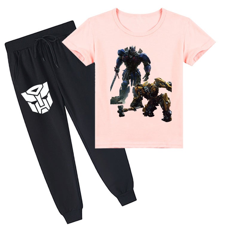 Children'S Clothing New Cuhk Children'S Cartoon Printed Short Sleeve T-Shirt Summer + Trousers Set K357 - Image 3