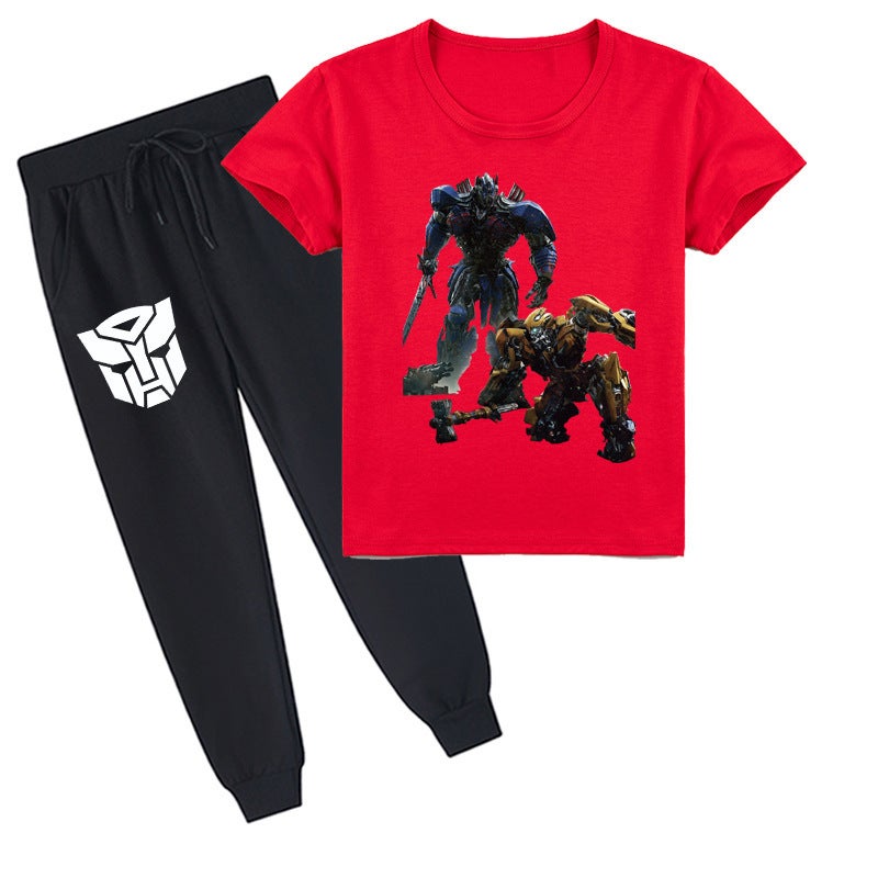 Children'S Clothing New Cuhk Children'S Cartoon Printed Short Sleeve T-Shirt Summer + Trousers Set K357 - Image 4