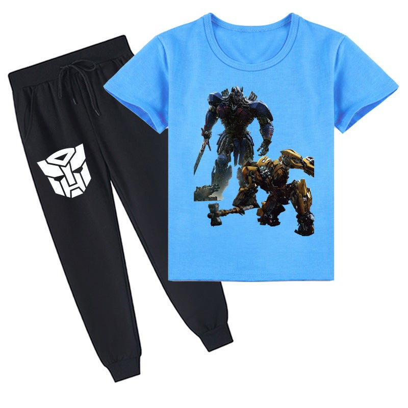 Children'S Clothing New Cuhk Children'S Cartoon Printed Short Sleeve T-Shirt Summer + Trousers Set K357 - Image 5