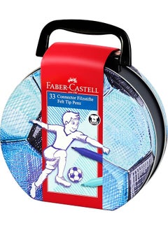 Connector Fiber Tip Pen In Soccer Bag Tin 33 Piece Set Multicolor