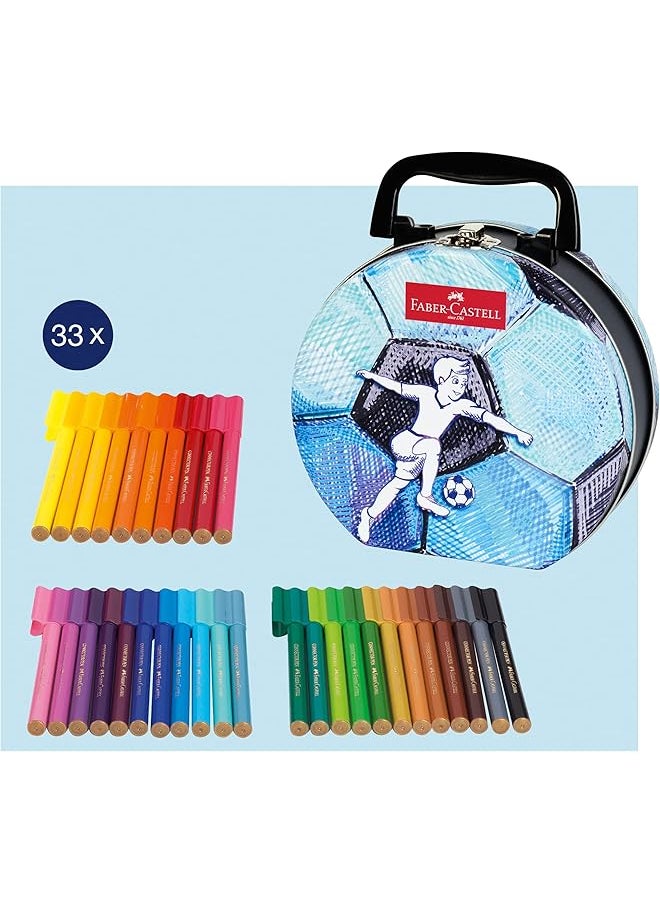 FABER-CASTELL - Connector Fiber Tip Pen In Soccer Bag Tin 33 Piece Set Multicolor - Image 1