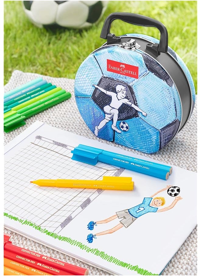 FABER-CASTELL - Connector Fiber Tip Pen In Soccer Bag Tin 33 Piece Set Multicolor - Image 1