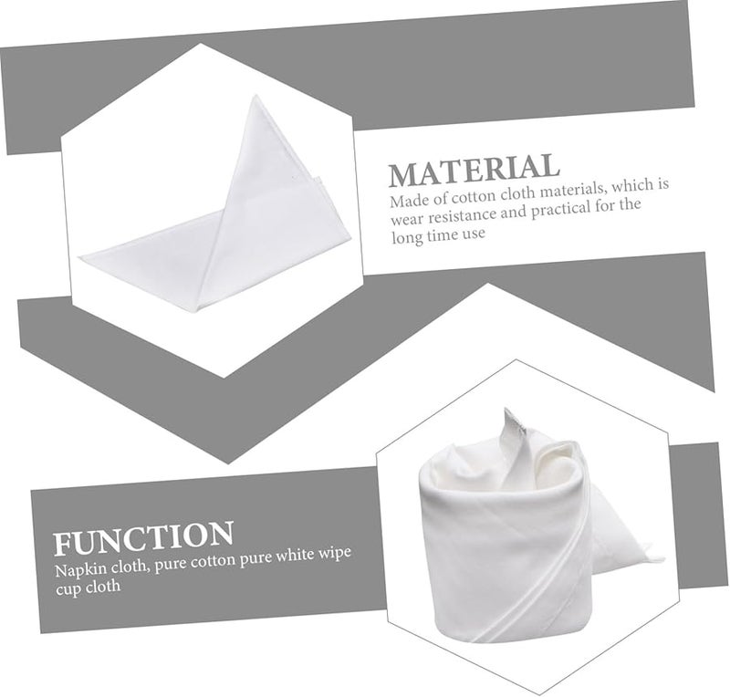 6 عبوات مناديل تنظيف الكؤوس البيضاء القابلة لإعادة الاستخدام والغسيل، ومناديل المائدة المتينة للمنزل والفنادق والحفلات - Image 5