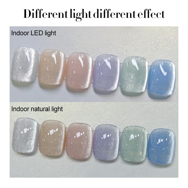 Born Pretty Cat Magnetic Eye Gel Nail Polish, Pastel Milky Cat Magnetic Gel Pastel Blue Green Purple Pink Nude Silver Nail Art Gel Manicure Salon DIY Gifts 7ML 6PCS - Image 5