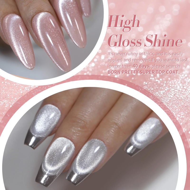 Born Pretty Cat Magnetic Eye Gel Nail Polish, Pastel Milky Cat Magnetic Gel Pastel Blue Green Purple Pink Nude Silver Nail Art Gel Manicure Salon DIY Gifts 7ML 6PCS - Image 4