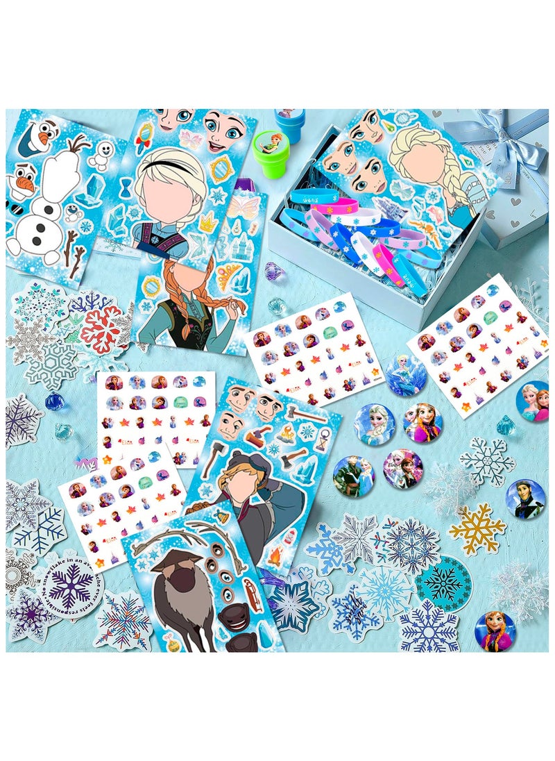 FRUITFUL PARTY Frozen Party Favors, 115pcs All-in-One Frozen Birthday Party Favors Set Including Frozen Party Favor Bags Stamper Stickers Badges etc Elsa Party Favors for Frozen Party Decorations Supplies  - Image 4