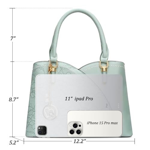 KKXIU Triple Compartments Purses and Handbags for Women Fashion Ladies Satchel Shoulder Top Handle Bag (5-Green) - Image 5