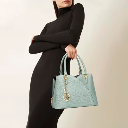 KKXIU Triple Compartments Purses and Handbags for Women Fashion Ladies Satchel Shoulder Top Handle Bag (5-Green) - Image 2