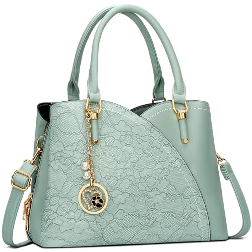 KKXIU Triple Compartments Purses and Handbags for Women Fashion Ladies Satchel Shoulder Top Handle Bag (5-Green) - Image 1