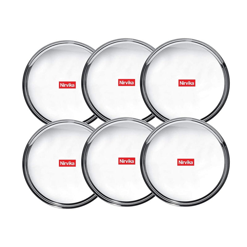 Nirvika Stainless Steel 6pc Thali Plate13 inch Kitchenware Set Ideal for Home Restaurants and Family Use Silver - Image 1