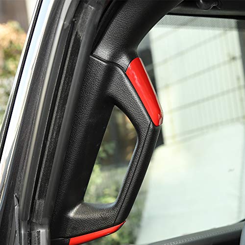 JeCar 8PCS Red AB Pillar Grab Handle Trim Cover Overlay Fit for 20182023 Jeep Wrangler JL JLU Gladiator JT - Image 3