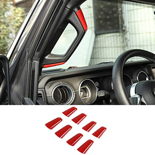 JeCar 8PCS Red AB Pillar Grab Handle Trim Cover Overlay Fit for 20182023 Jeep Wrangler JL JLU Gladiator JT - Image 1