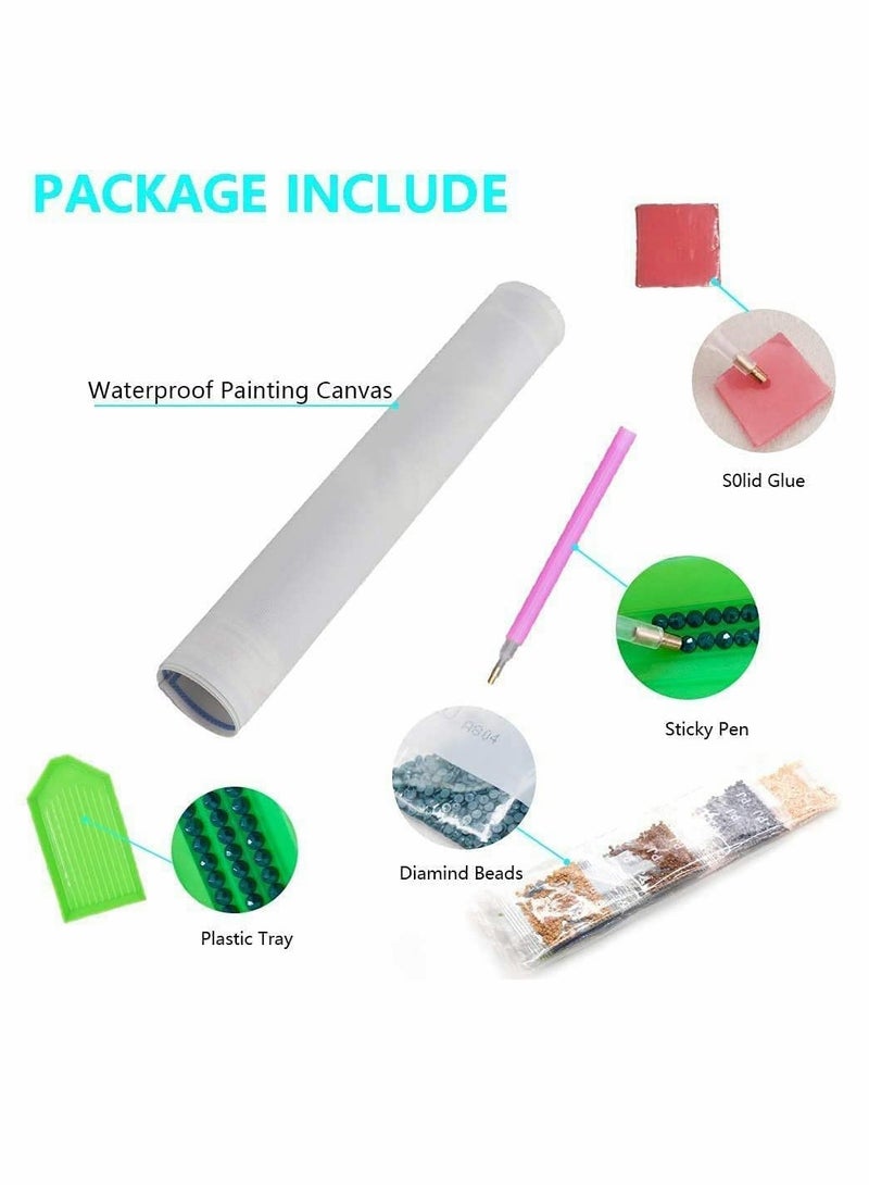 Zikra DIY 5D Diamond Painting Kits, 30X40CM Family Diamond Painting Kits for Kids Adults, Round Full Drill Gem Art Kits, Paint with Diamonds for Home Wall Decor (Cool Summer, Board Slippers Starfish Conch) - Image 4