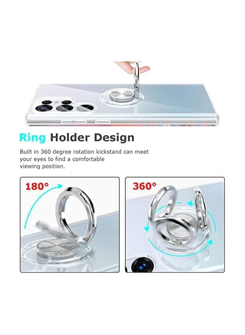Compatible with Samsung Galaxy S23 Ultra Case with Ring Kickstand Clear Transparent Soft Slim Fit TPU Shockproof Case Cover for S23 Ultra - Image 4