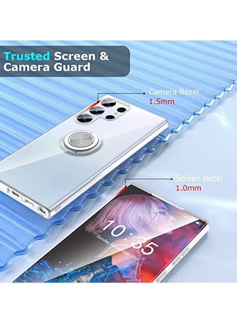 Compatible with Samsung Galaxy S23 Ultra Case with Ring Kickstand Clear Transparent Soft Slim Fit TPU Shockproof Case Cover for S23 Ultra - Image 2