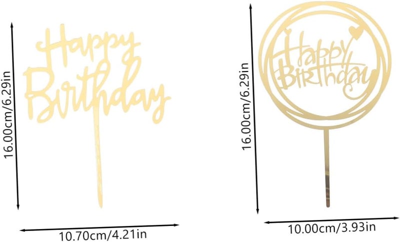 ABOOFAN 10pcs Acrylic Dessert Cupcake Toppers Birthday Cake Decorations with Gold Letters and Heart Rose Design for Party Baking Decor - Image 2