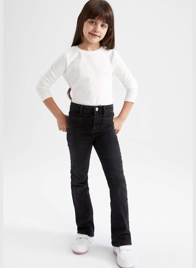 DeFacto Girl Flare Fit Denim Trousers - Image 1