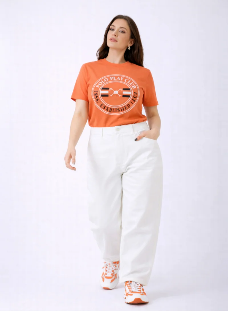 Polo Play Ladies Graphic T-shirt -ORANGE