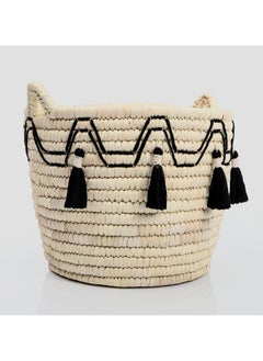 Bazaar Misr Storage wicker basket tassel with handle  - Image 1