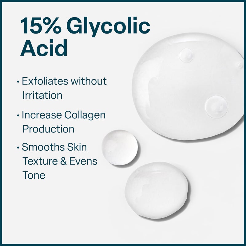 QRxLabs 15% Glycolic Acid Face Serum - Brightening Serum & Dark Spot Corrector - Gentle Face Exfoliator - Anti-Aging Skin Care for Fine Lines & Wrinkles - 1 Fl Oz - Image 3