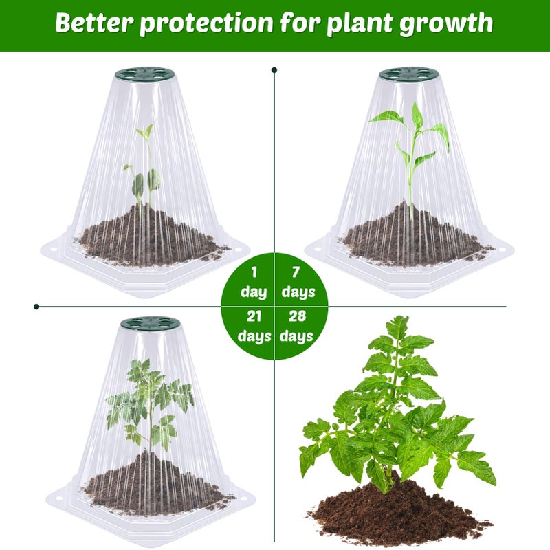 VICAMB 20 Pack Garden Cloches for Plants with 40PCS Ground Stakes,Clear Reusable Bell Covers with Rotatable Vent for Plant Protection,Garden Protector from Animals Birds Chicken,7.9" H X 6.7" D - Image 4