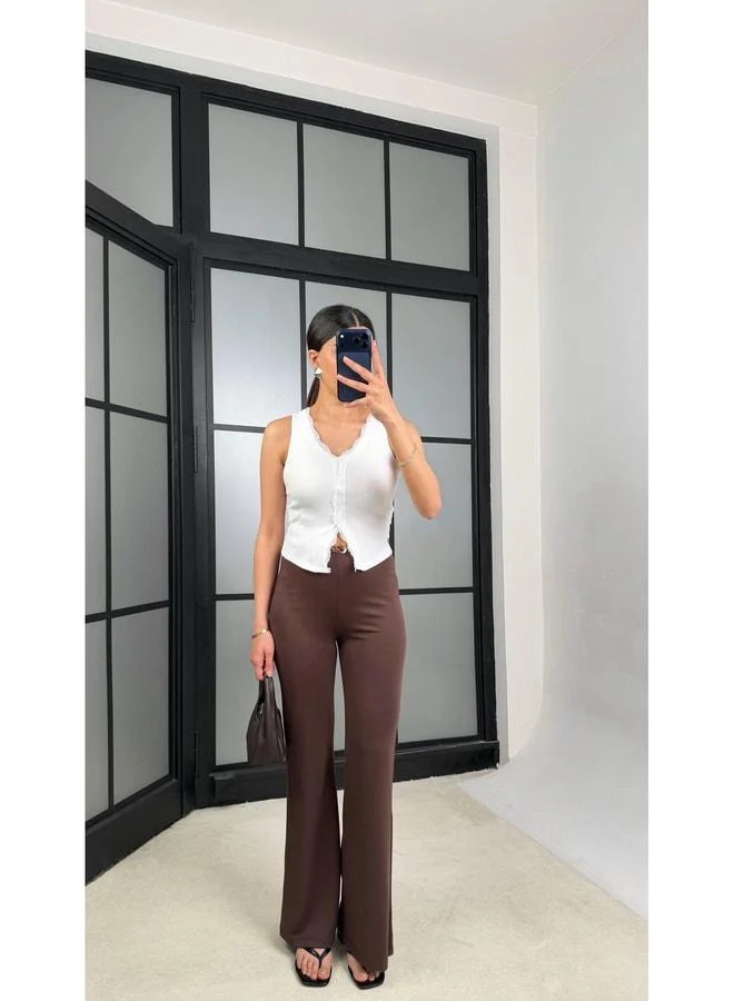 Coffee Knit Belted Pants GAUS-01361.