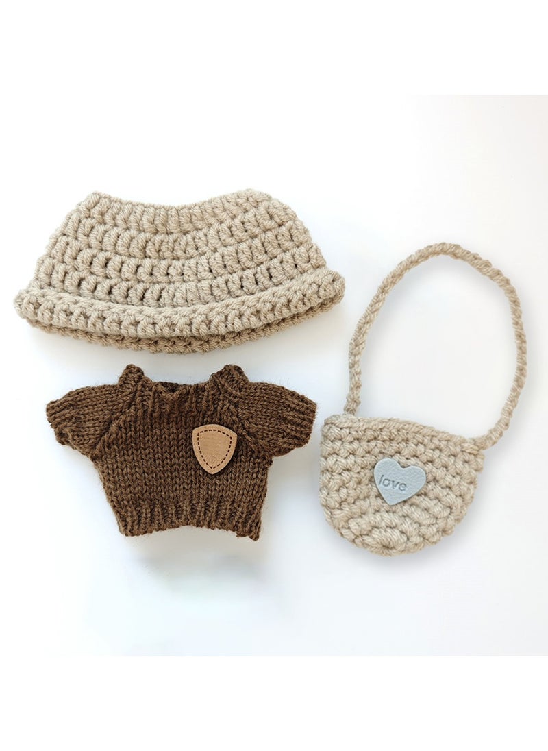 Stylish Clothes for Doll(NO Doll) - Handcrafted Crochet 3-Piece Set for 17cm Doll, Premium Outfit with Accessories  - Image 5