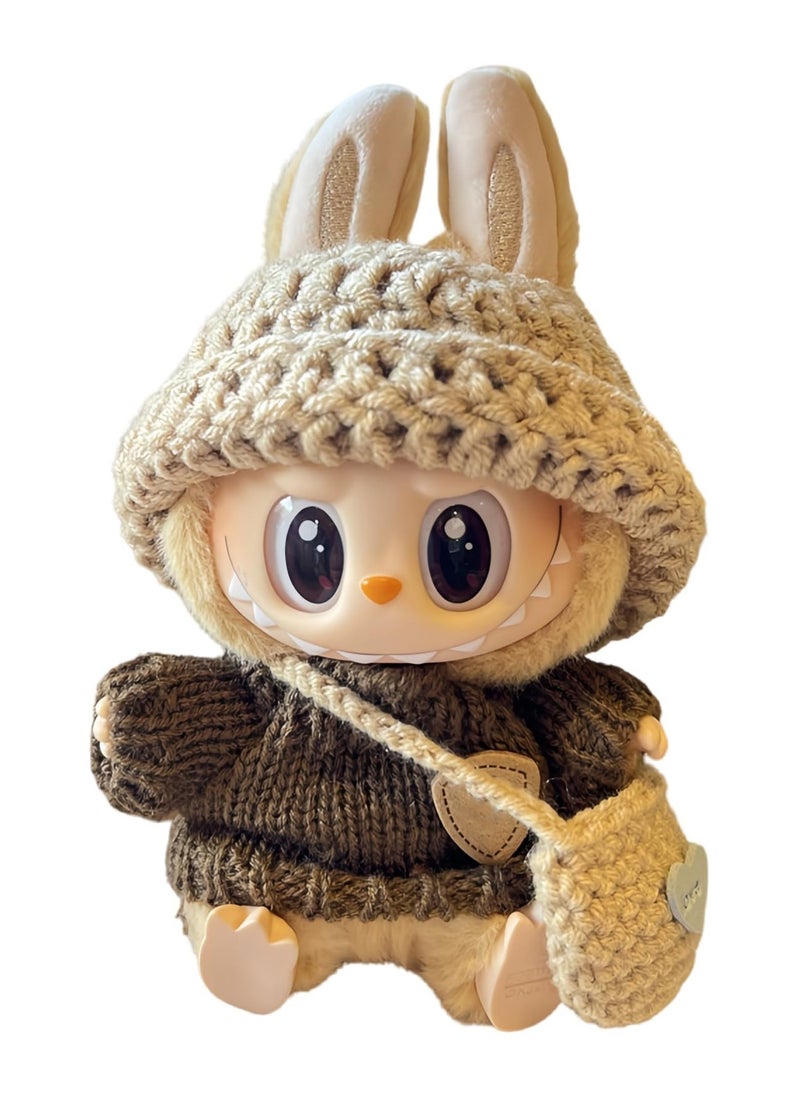 Stylish Clothes for Doll(NO Doll) - Handcrafted Crochet 3-Piece Set for 17cm Doll, Premium Outfit with Accessories  - Image 2