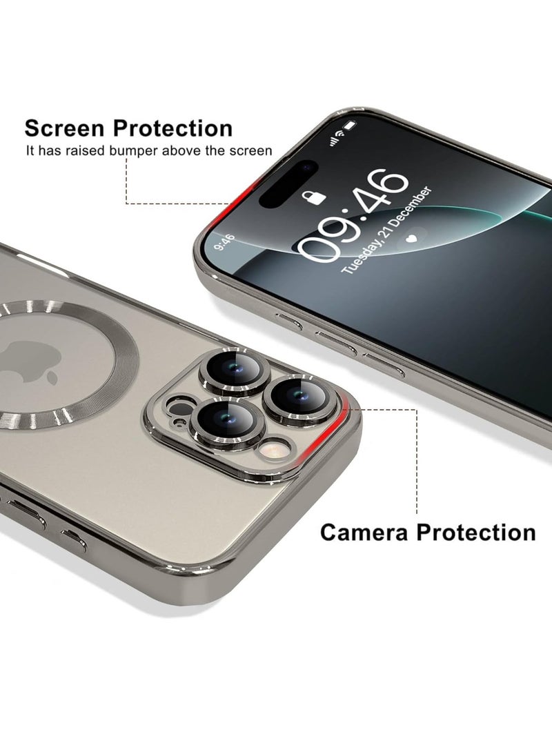 حافظة مغناطيسية لجهاز آيفون 16 برو ماكس مع واقي عدسة الكاميرا المدمج - متوافقة مع ماغسيف - تيتانيوم طبيعي - Image 3