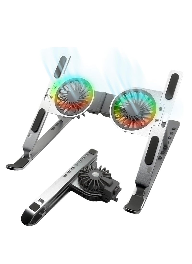 Generic Laptop Desk Stand with Cooling Pad and Fan - 7 Level Adjustable Aluminum Notebook Stand for MacBook Pro/Air, HP, Lenovo, Sony, Dell, and More 10-15.6 Inch Laptops  - Image 1
