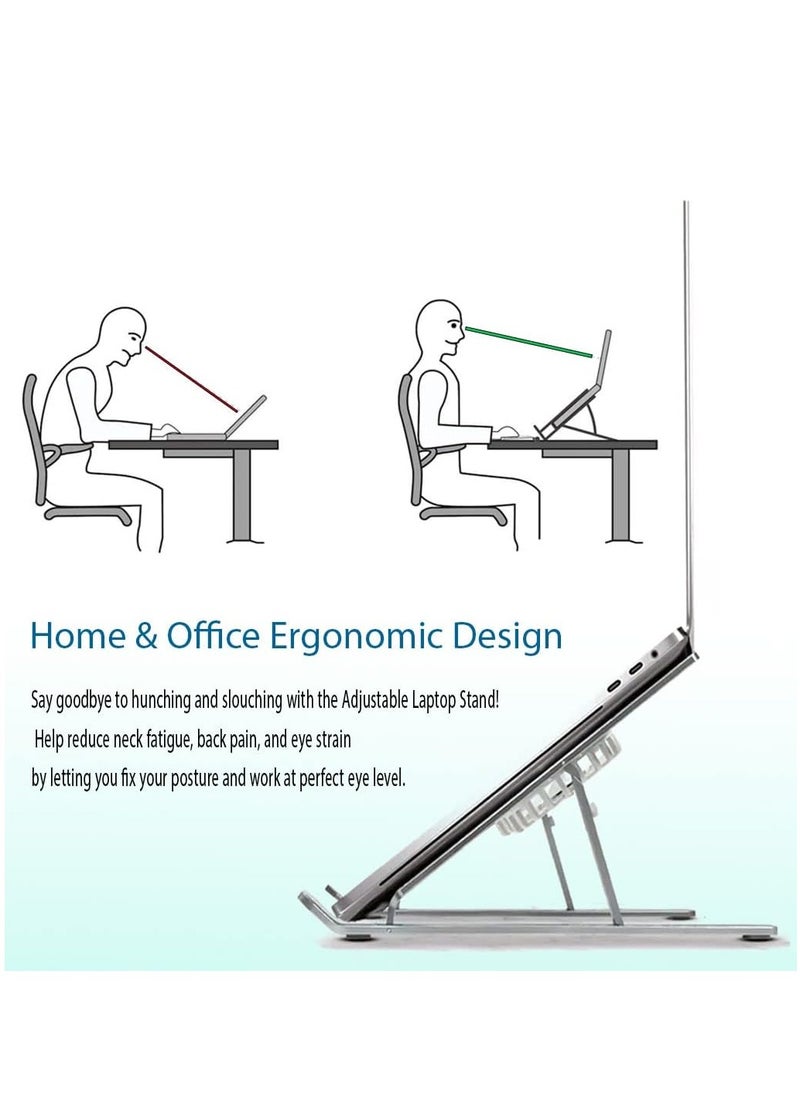 Generic Laptop Desk Stand with Cooling Pad and Fan - 7 Level Adjustable Aluminum Notebook Stand for MacBook Pro/Air, HP, Lenovo, Sony, Dell, and More 10-15.6 Inch Laptops  - Image 2