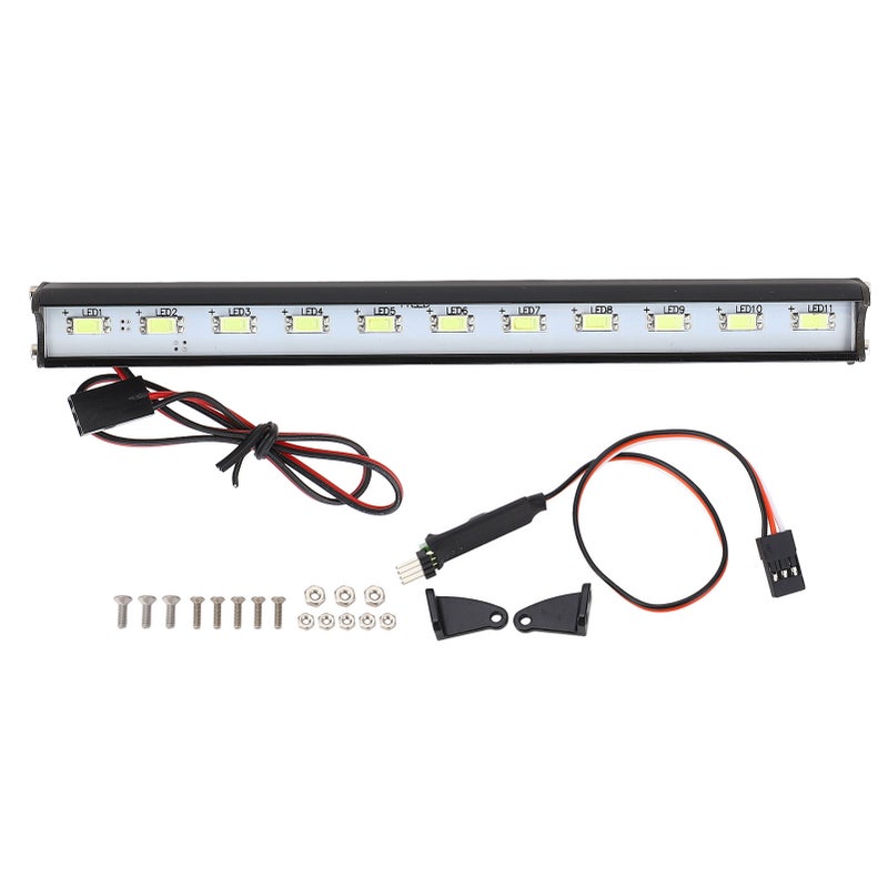 شريط إضاءة سيارة RC من سبائك الألمنيوم LED فائق السطوع مصباح سقف سيارة RC لسيارات Redcat و Axial SCX10 D90 و HPI 148 مم / 5.83 بوصة 11 مصباح LED - Image 1