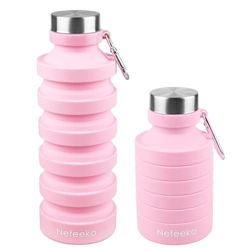 Nefeeko Collapsible Water Bottle, 27oz Reuseable BPA Free Silicone Foldable Water Bottles for Travel Gym Camping Hiking, Portable Leak Proof Sports Water Bottle with Carabiner - Image 1