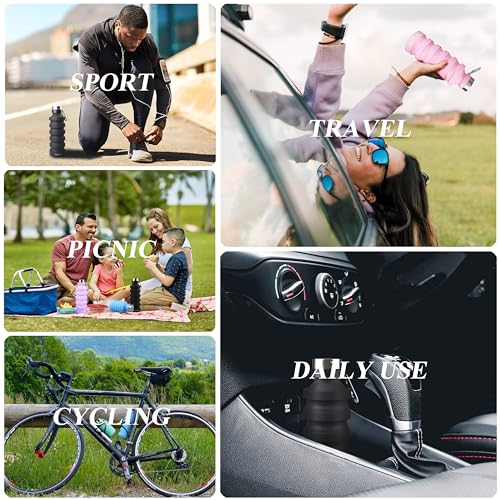 Nefeeko Collapsible Water Bottle, 27oz Reuseable BPA Free Silicone Foldable Water Bottles for Travel Gym Camping Hiking, Portable Leak Proof Sports Water Bottle with Carabiner - Image 5