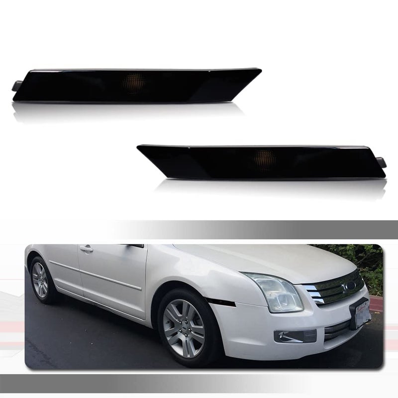 Tonsya Smoked Lens Black housing Compatible With 20062009 Ford Fusion Mercury Milan Front Bumper side Marker housing CH2551118CH25501185505514755055146