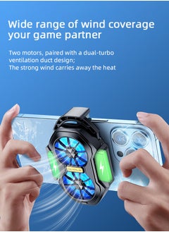 ZORIK Phone Cooler with LED Light, Dual Fan USB Rechargeable Mobile Cooling Fan without Noise, Cellphone Radiator for Playing Games Tiktok for Universal iPhone/Android Smartphone  - Image 3