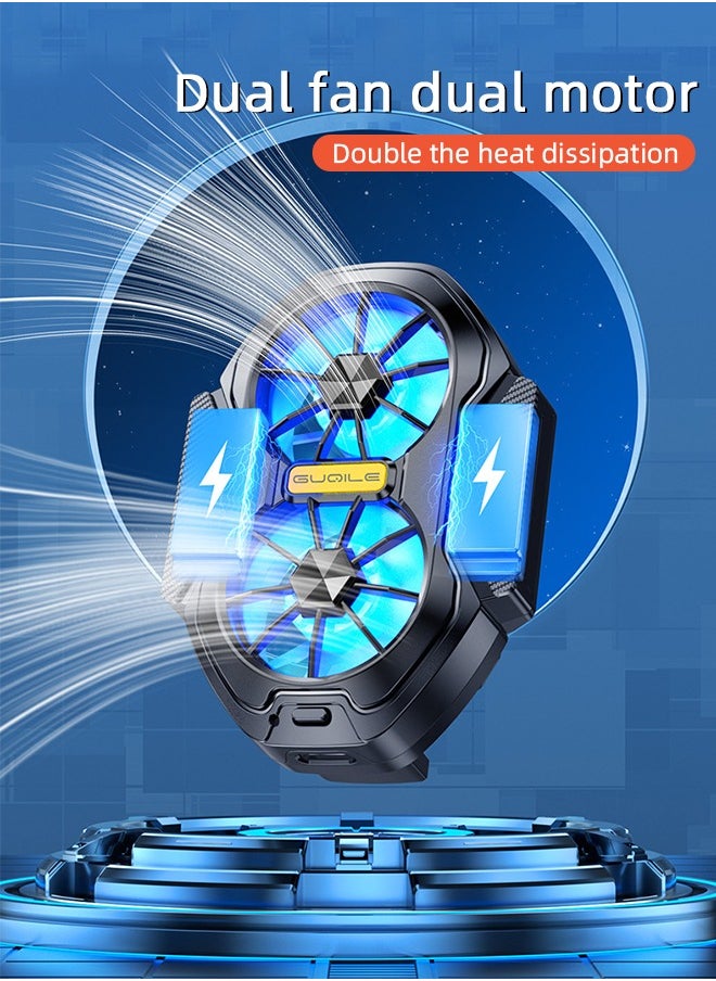 ZORIK - Phone Cooler with LED Light, Dual Fan USB Rechargeable Mobile Cooling Fan without Noise, Cellphone Radiator for Playing Games Tiktok for Universal iPhone/Android Smartphone - Image 1