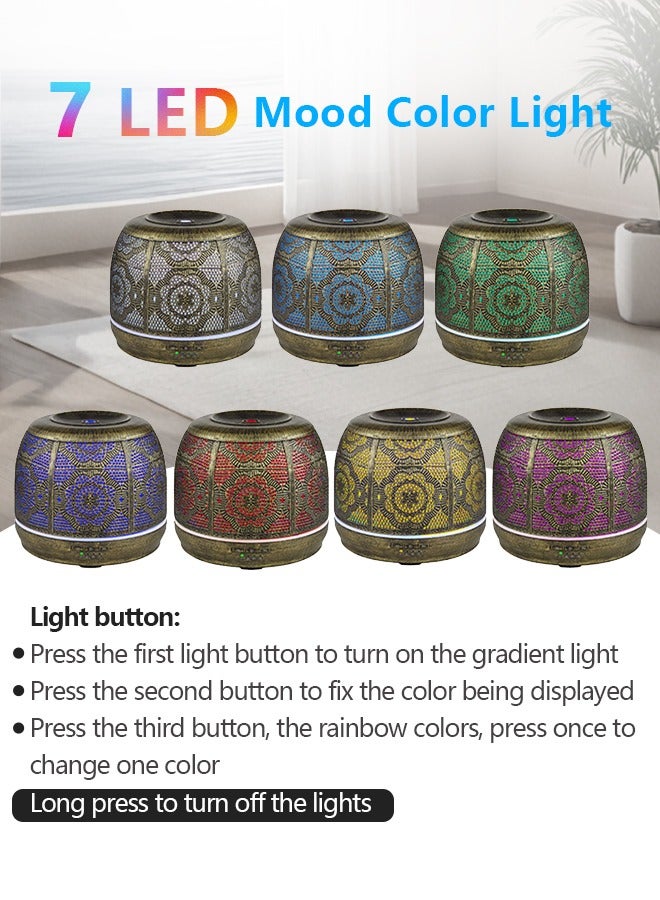 500ml Metal Essential Oils Diffuser, Ultrasonic Aromatherapy Machines, Air Humidifier, 7 Colors Night Light, Auto Shut Off Timer, for Large Room Office Bedroom  - Image 2