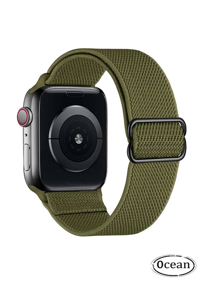 Ocean - Soft Nylon Elastic Braided Strap For Apple Watch SE Series 8/7/6/5/4/3/2/1 (Army Green, 38mm/40mm/41mm) - Image 1