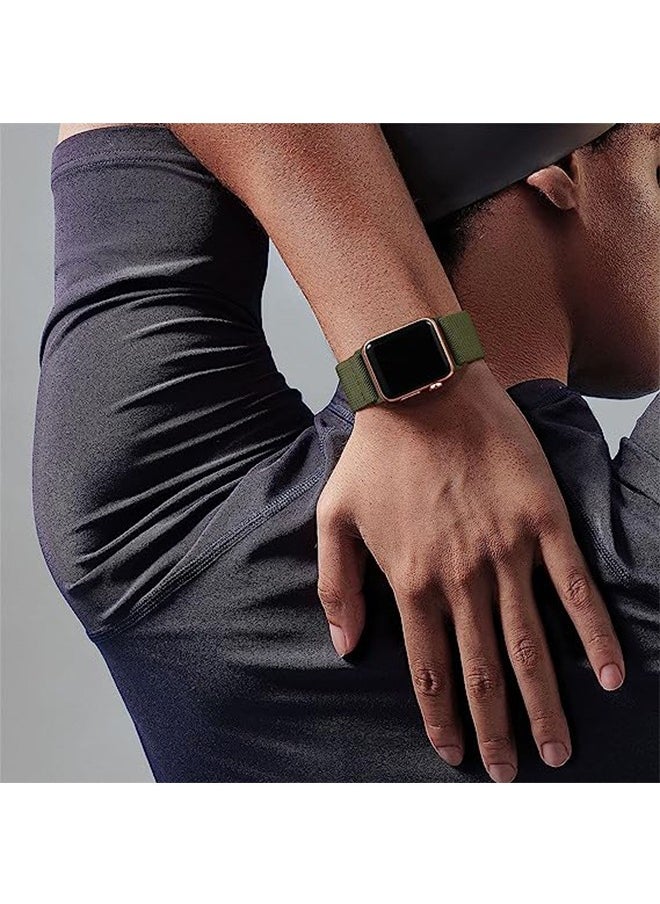 Ocean - Soft Nylon Elastic Braided Strap For Apple Watch SE Series 8/7/6/5/4/3/2/1 (Army Green, 38mm/40mm/41mm) - Image 1