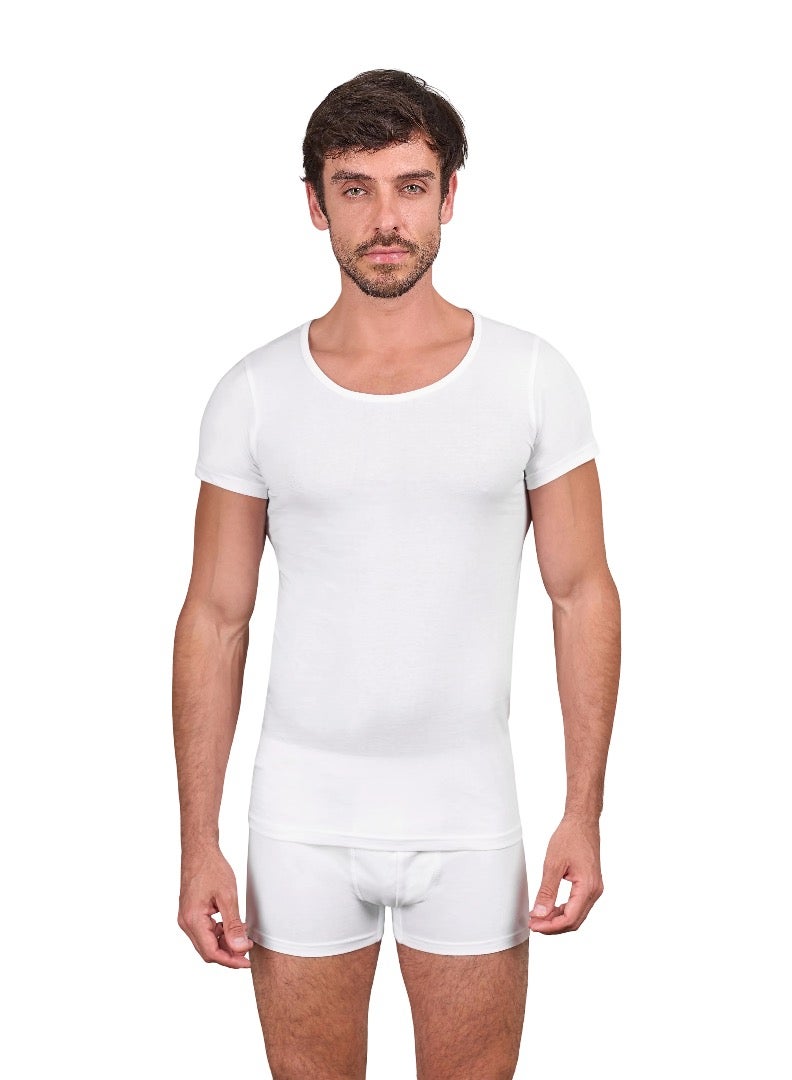 دايس فانلة نص كم رجالي عرض ٣ قطع لون ابيض - Image 3